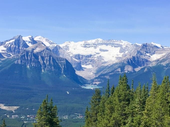 Lake Louise from top of gondola ride in Banff National Park, Alberta, Canada