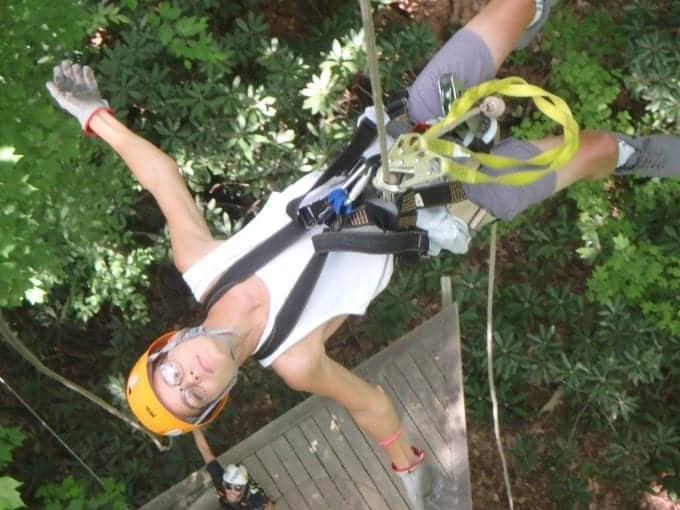 Boy on zip line