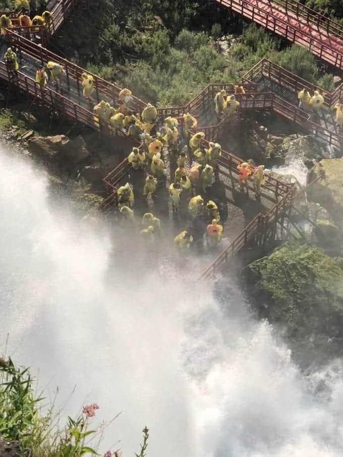 Hurricane Deck of the Cave of the Winds pedestrian tour at Niagara Falls New York. Be sure to bring those galoshes!