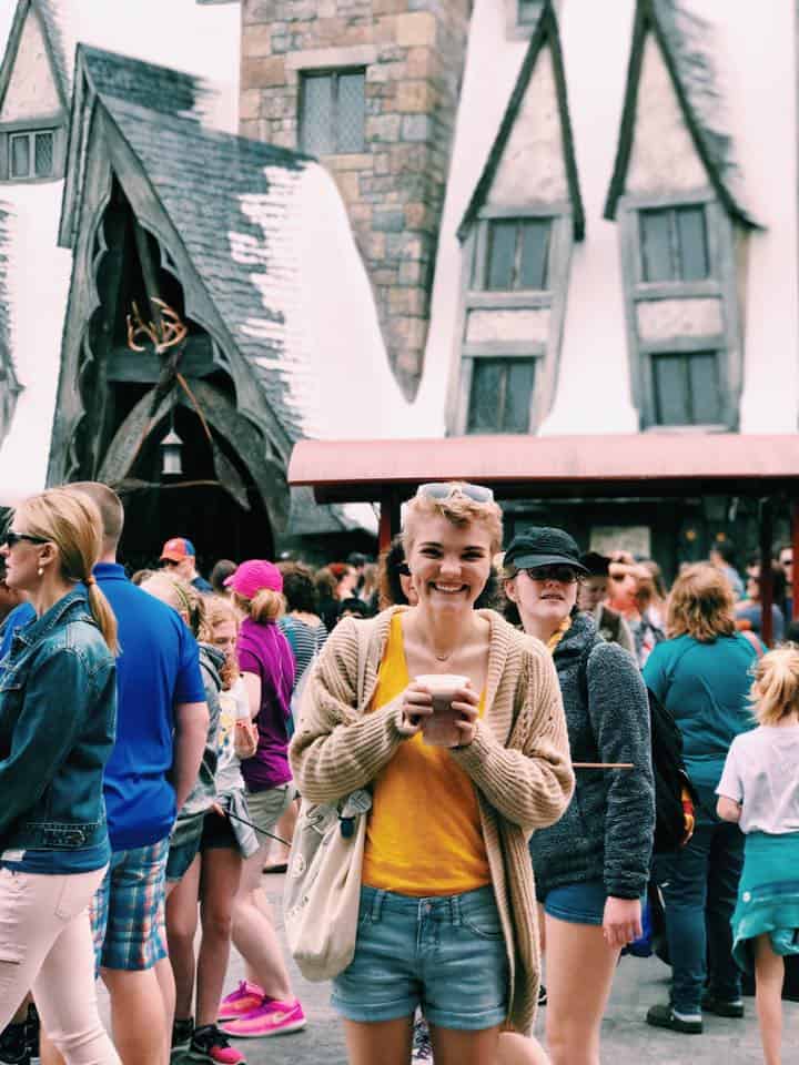 Smiling teenage girl at Universal Studios