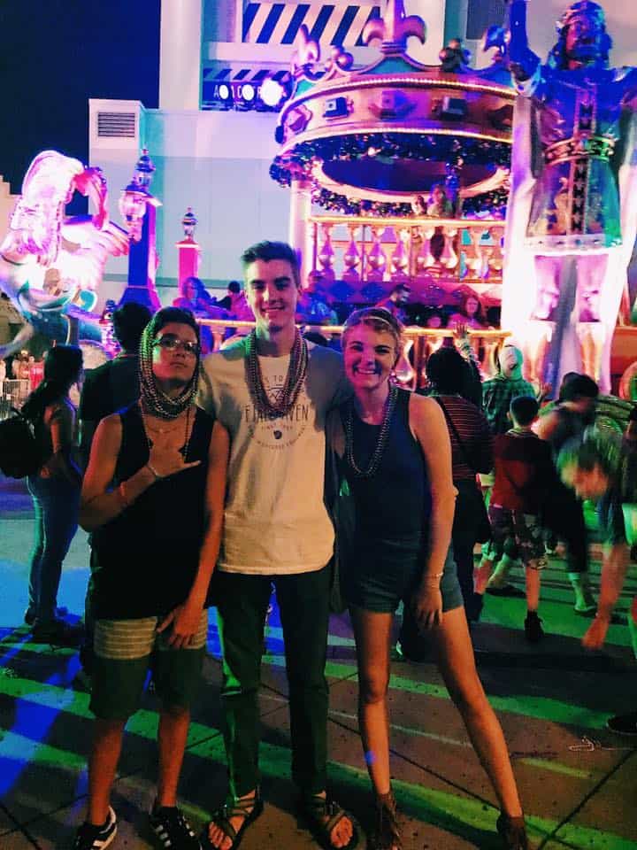 Three teenage kids enjoying their time at Universal Studios