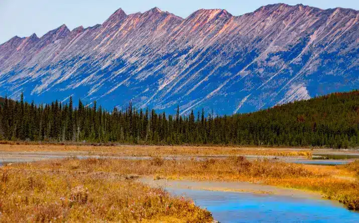 Endless chain mountain ridge in Jasper National Park