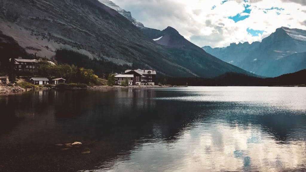 Lake at dusk in Glacier National Park