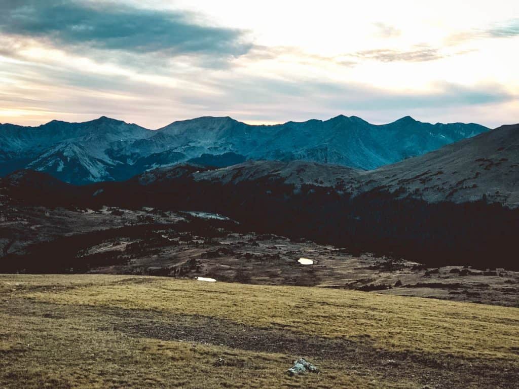 Mountain peaks and valley in Colorado