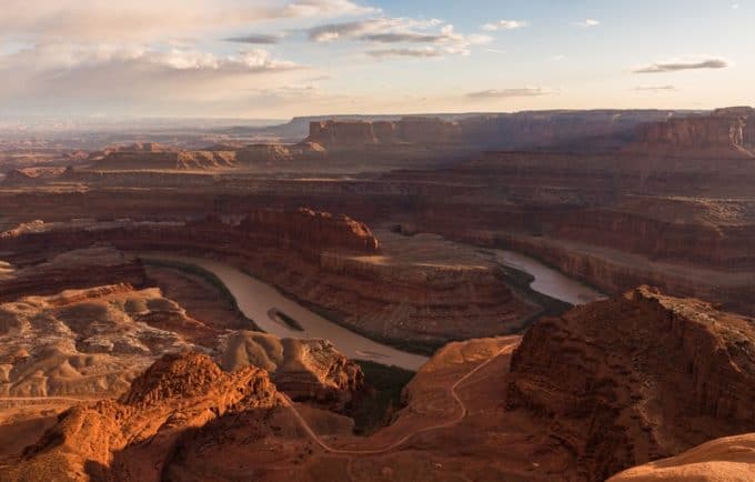 Aerial view of canyon in Moab, Utah