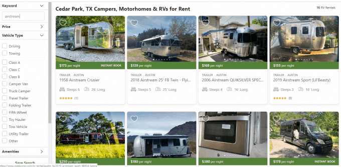 Airstream rentals