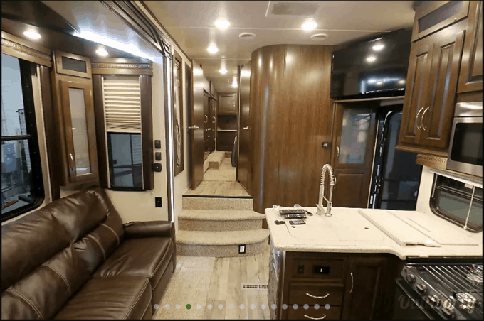 RV interior kitchen area 