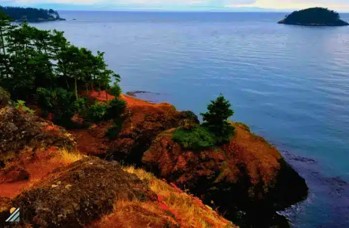 Wide view of Whidbey Island with vibrant fall colors