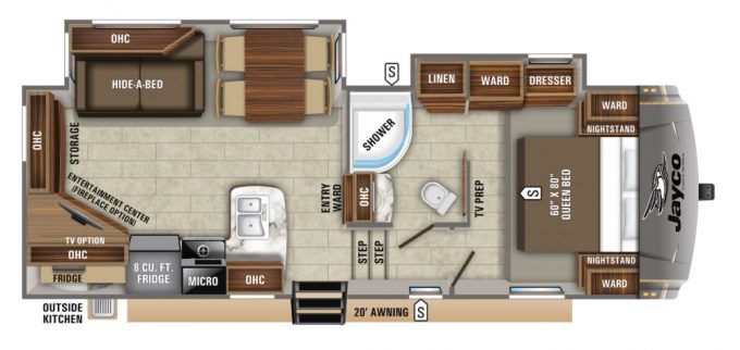 small 5th wheel trailer from Jayco floorplan