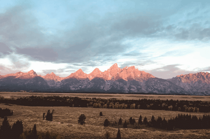 Sunrise at Grand Teton National Park is a beautiful time for hikers to visit