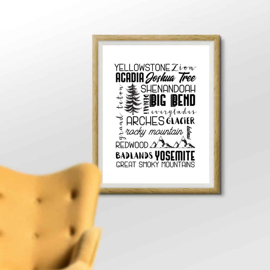 National Park Subway Art Printable