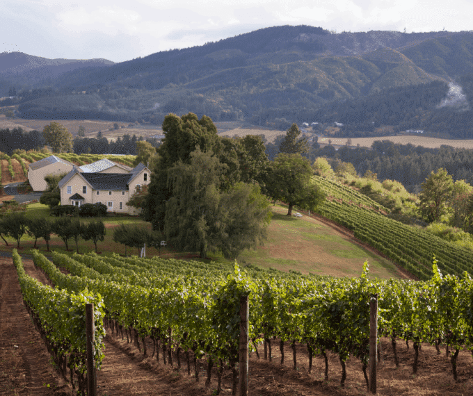 Winery and house located in Tualatin Valley in Oregon