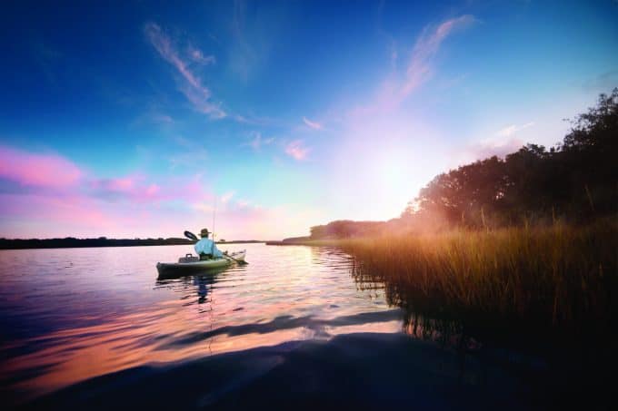 Man kayaking in Florida.