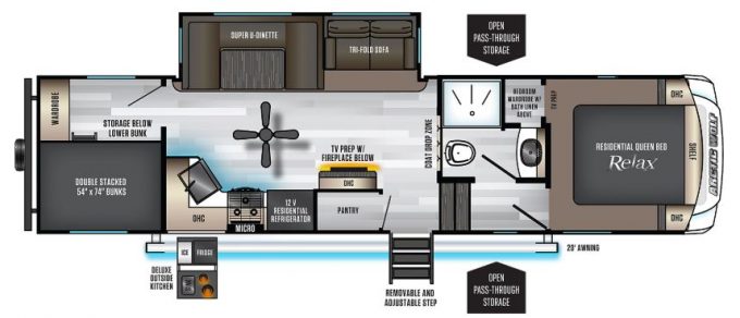 Arctic Wolf Fifth Wheel Bunkhouse Floor Plan