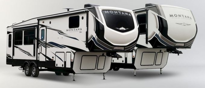 Exterior of two Montana High Country RVs