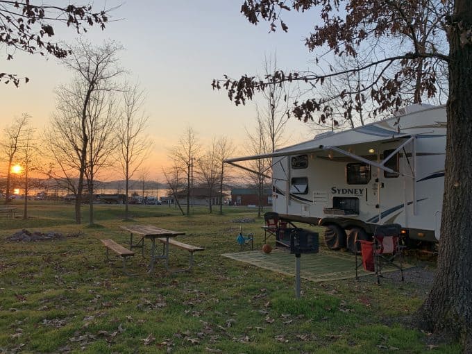 Weekend RV camping on the lake