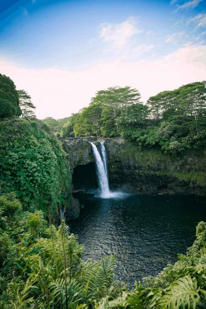 Rainbow falls on the Big Island of Hawaii