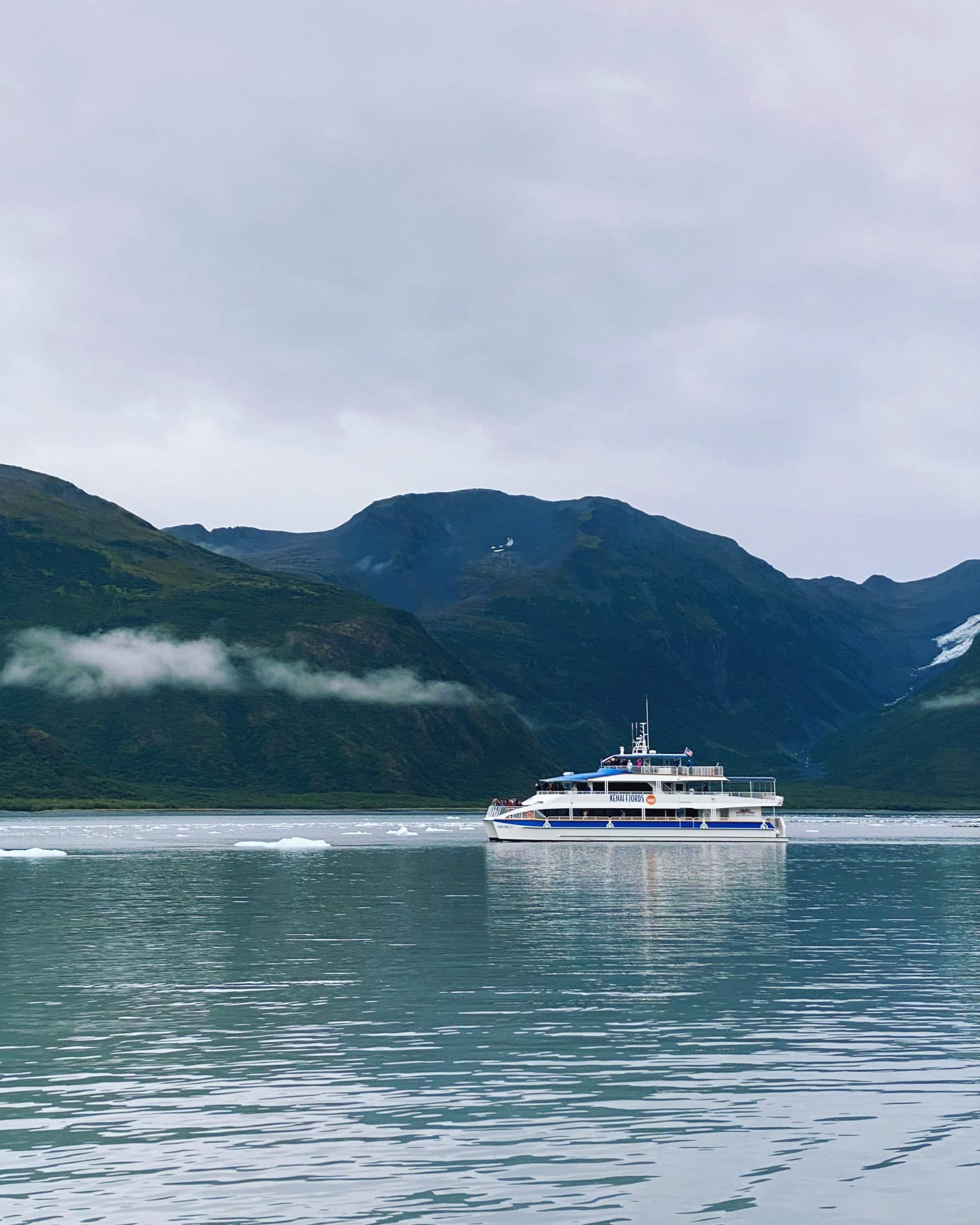 Side view of day cruise ship in Alaska