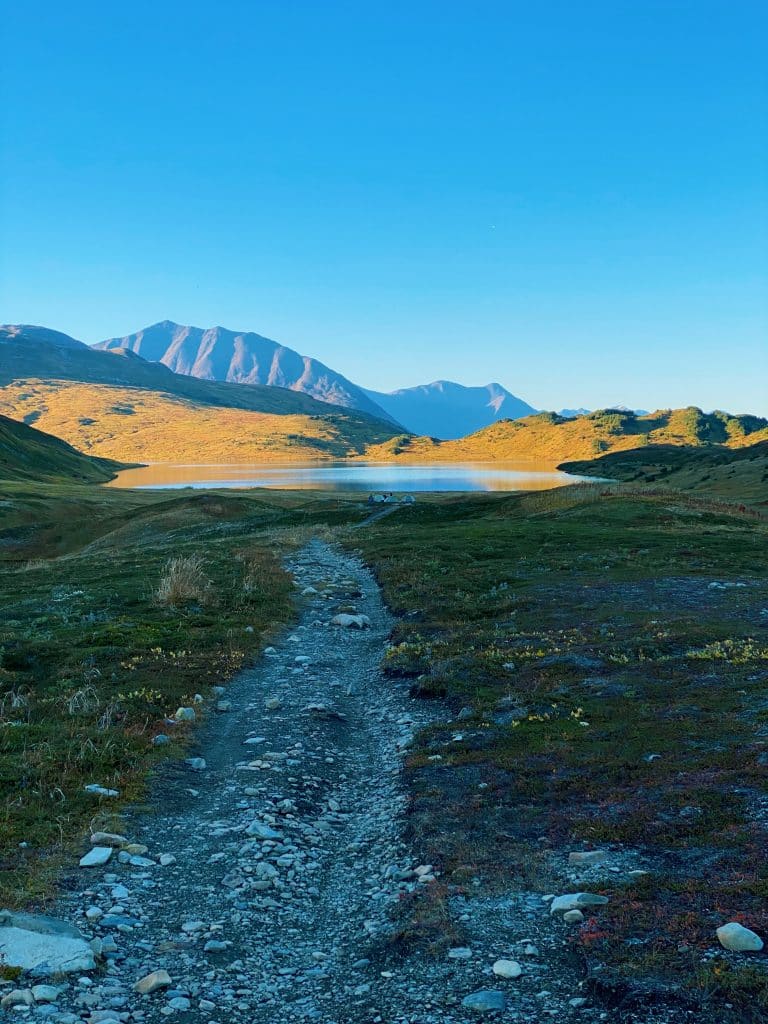 lost lake trail before sunset