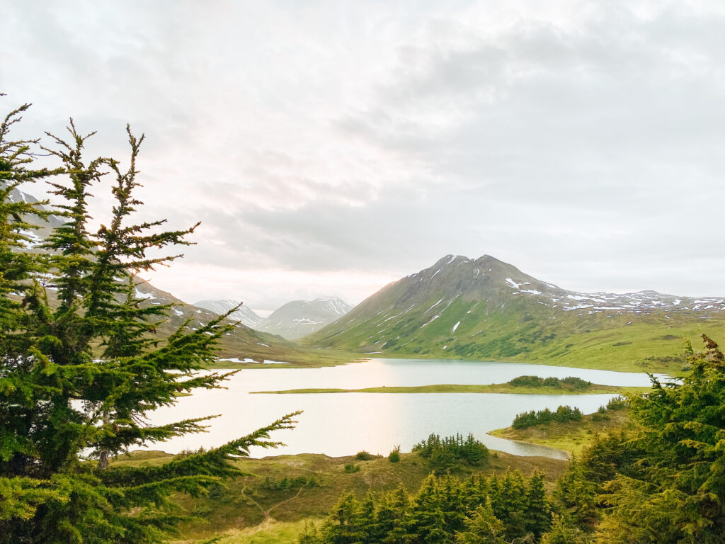 views of lost lake in seward alaska