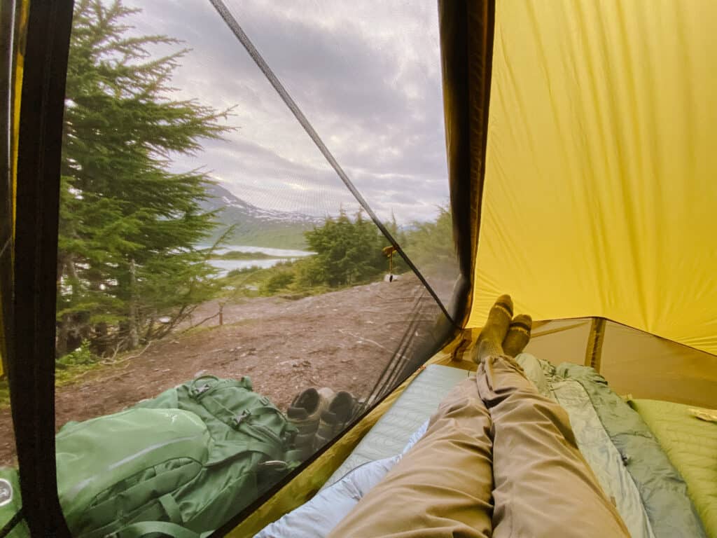 camping on the lost lake trail in seward