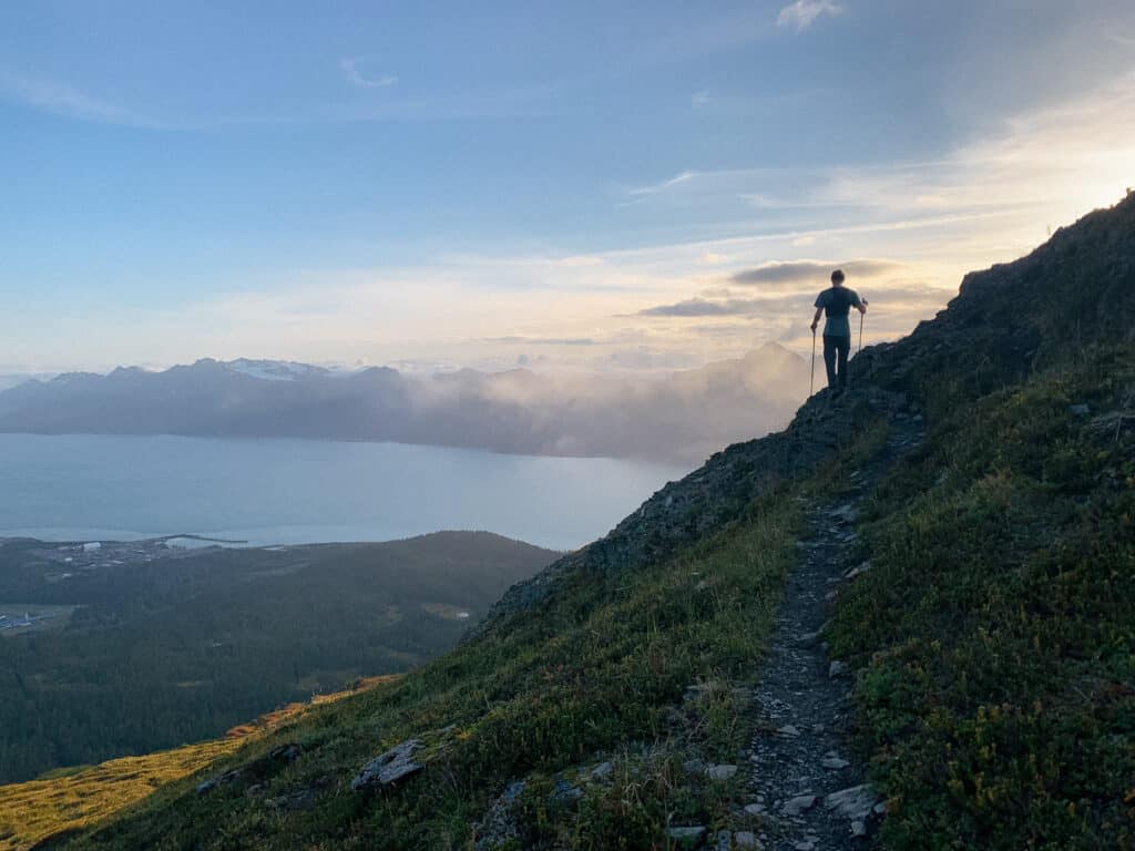 hiking up mount alice in seward