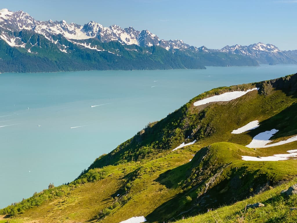 Expansive views from a hike in Seward Alaska