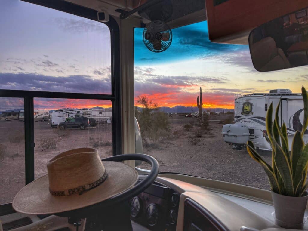 boondocking in our RV in Arizona