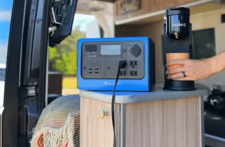 Bluetti portable power station and coffee maker