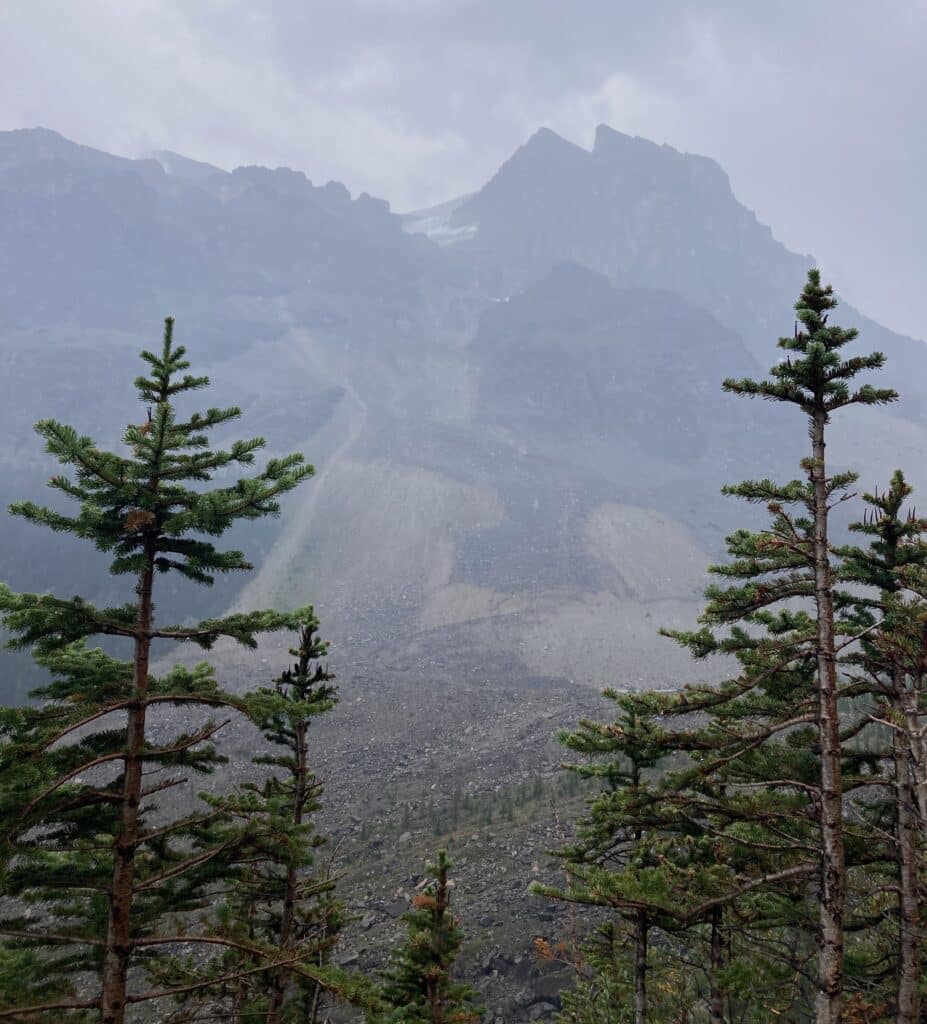 View of Plain of Six Glaciers hiking trail located in Banff National Park