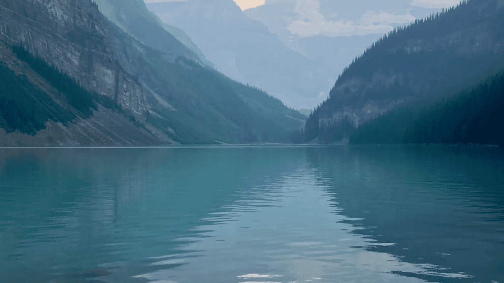 Lake Louise in Banff National Park seen from Six Glaciers Trail, an amazing hike