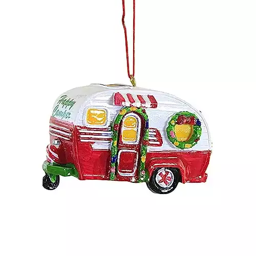 Red & White Camper Ornament