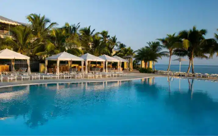 Oceanside pool and cabanas at Sanibel Island resort