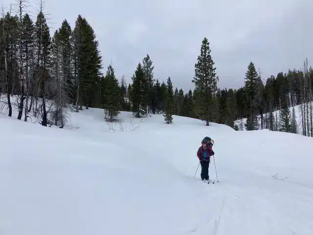 Woman skiing on trail in Idaho