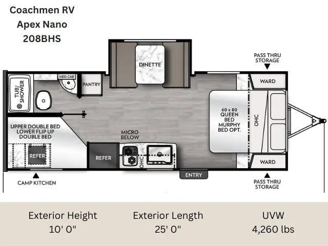 Coachmen RV Apex Nano 208BHS floorplan