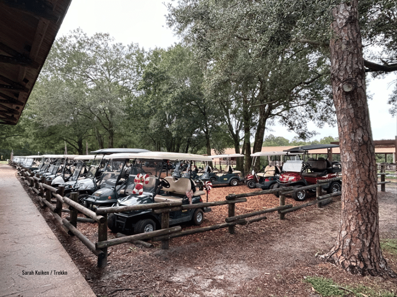 Golf cart parking area at Disney's RV campground.