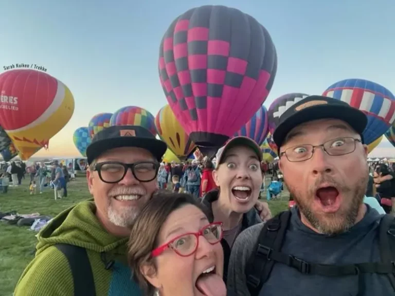 Group of friends at balloon festival in Albuquerque.