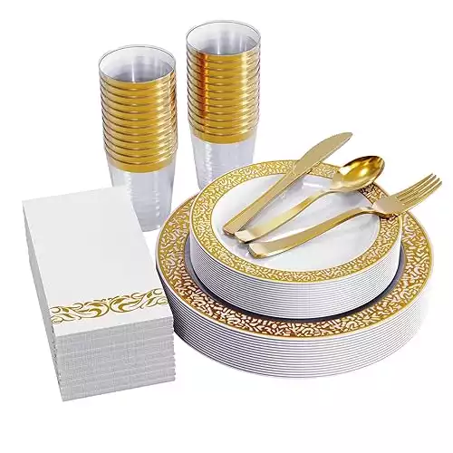 Gold Dinnerware Set for 25 Guests